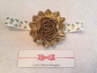 gold flower with gold pineapple headband