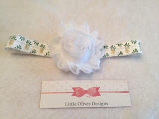 white flower with white and gold pineapple headband