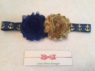 blue and gold anchor headband