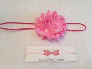 pink and white polka dots with skinny elastic headband