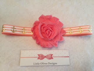 pink and white gold anchor headband