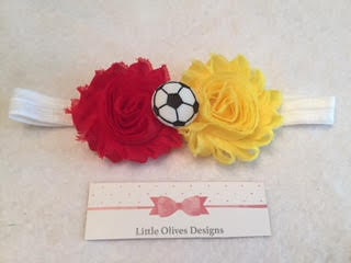 red and yellow soccer white headband - Spain headband