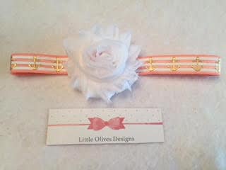 white and pink gold anchor headband