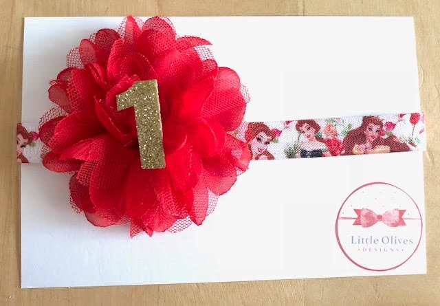Belle inspired first birthday headband