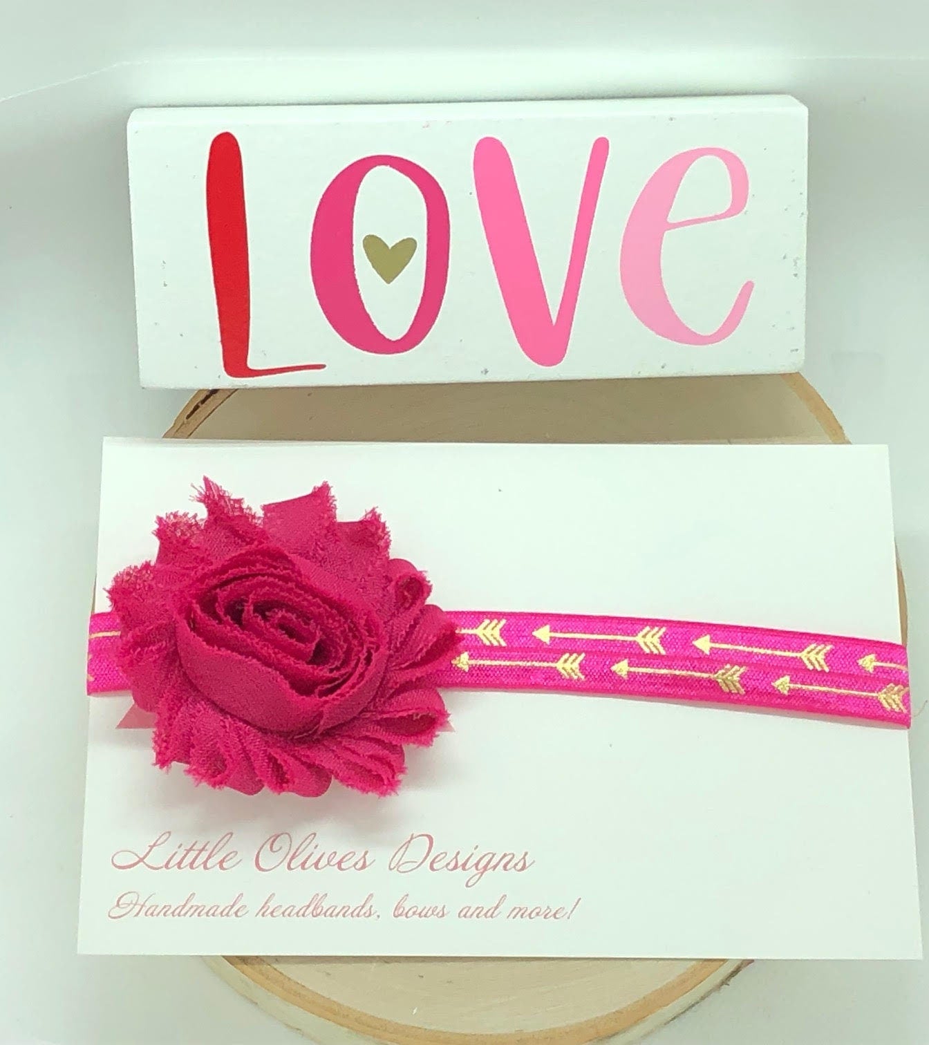 hot pink and gold arrow headband
