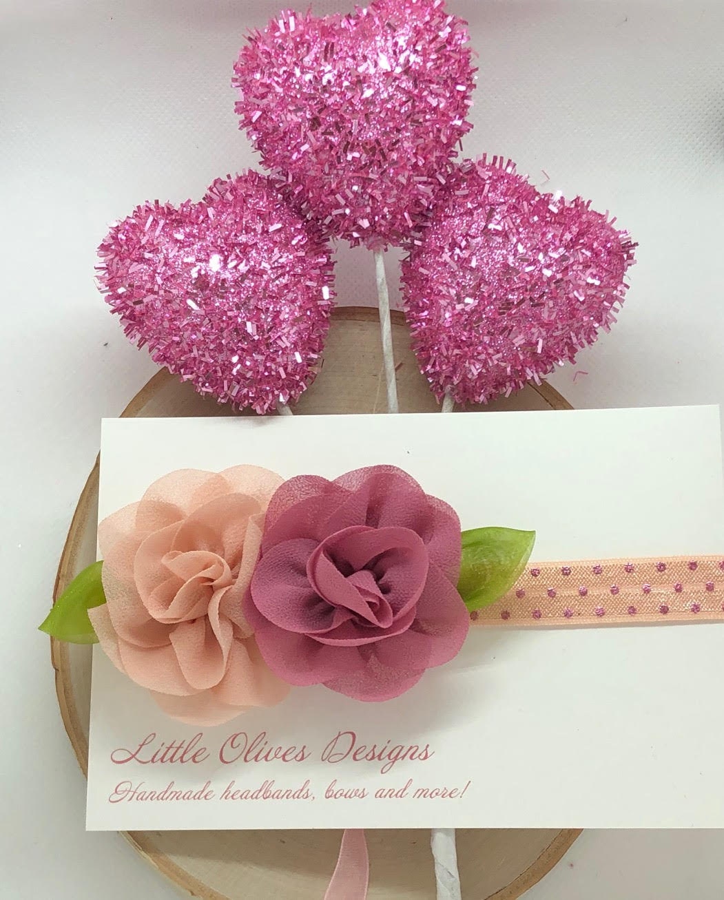 peach and mauve chiffon flower headband - rose gold headband