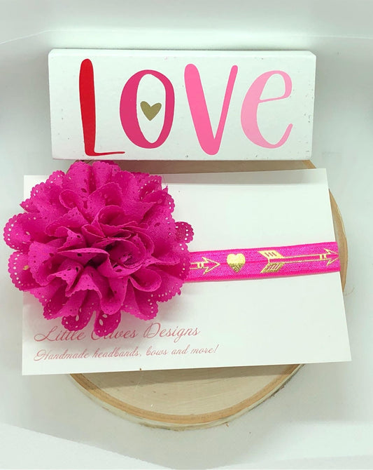 hot pink heart and arrow headband - Valentine's Day headband