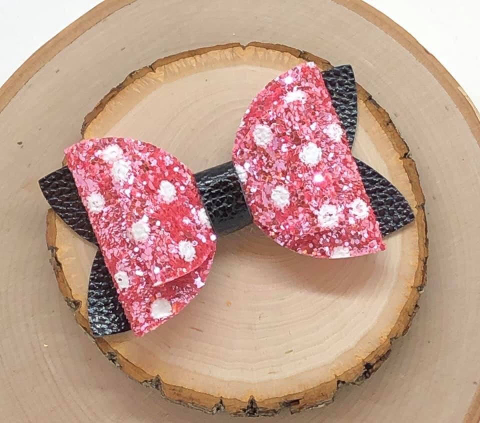 Pink mouse inspired hair bow