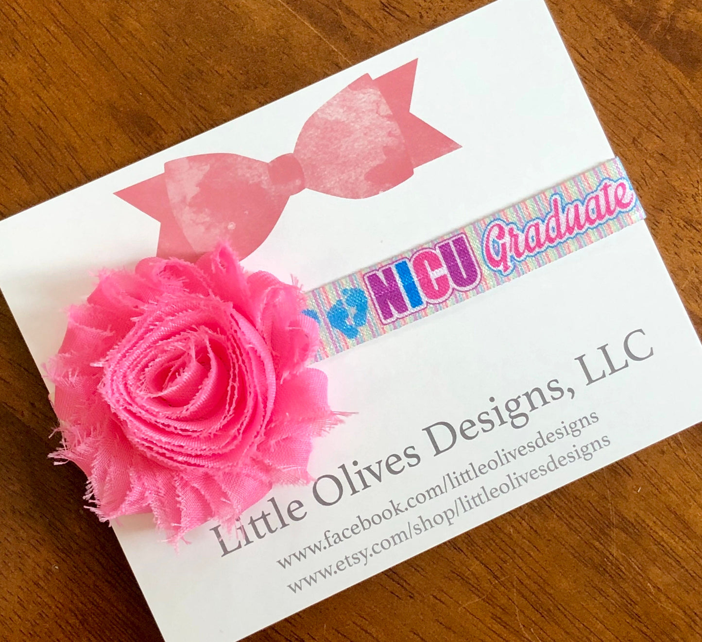 NICU graduate flower headband - you choose flower color - pink or purple