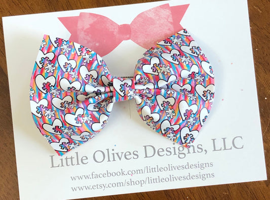 Autism awareness hair bow - puzzle piece hair bow