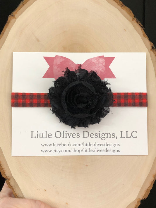 Buffalo plaid baby headband
