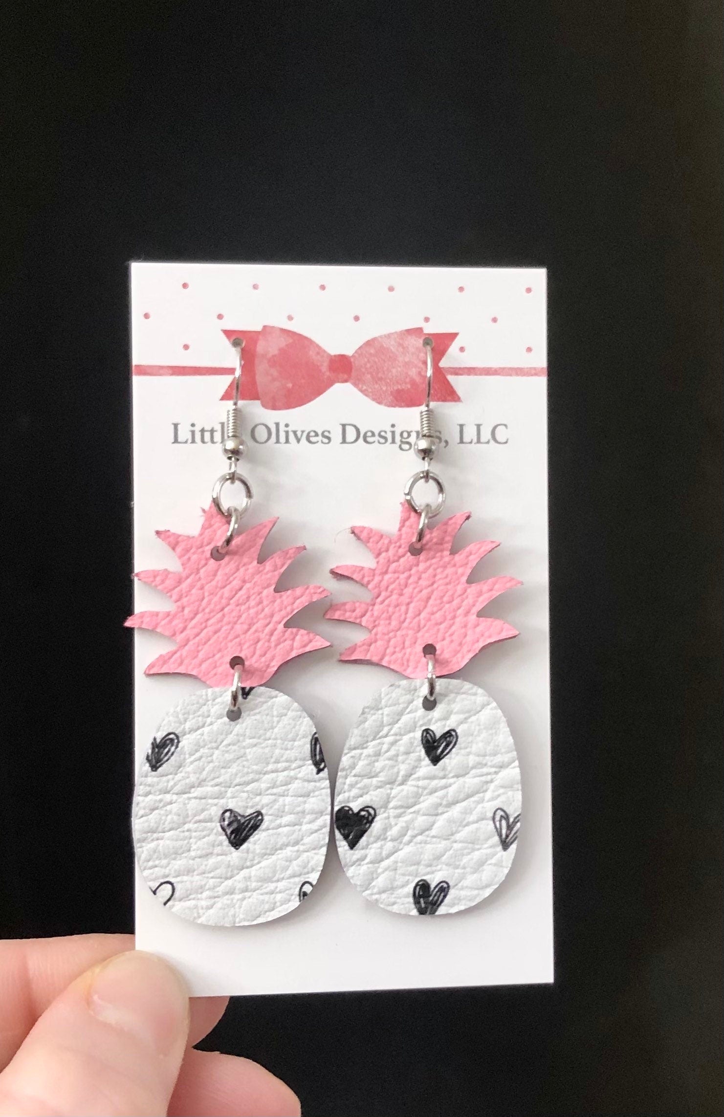 Valentine’s Day earrings - pineapple heart genuine leather earrings