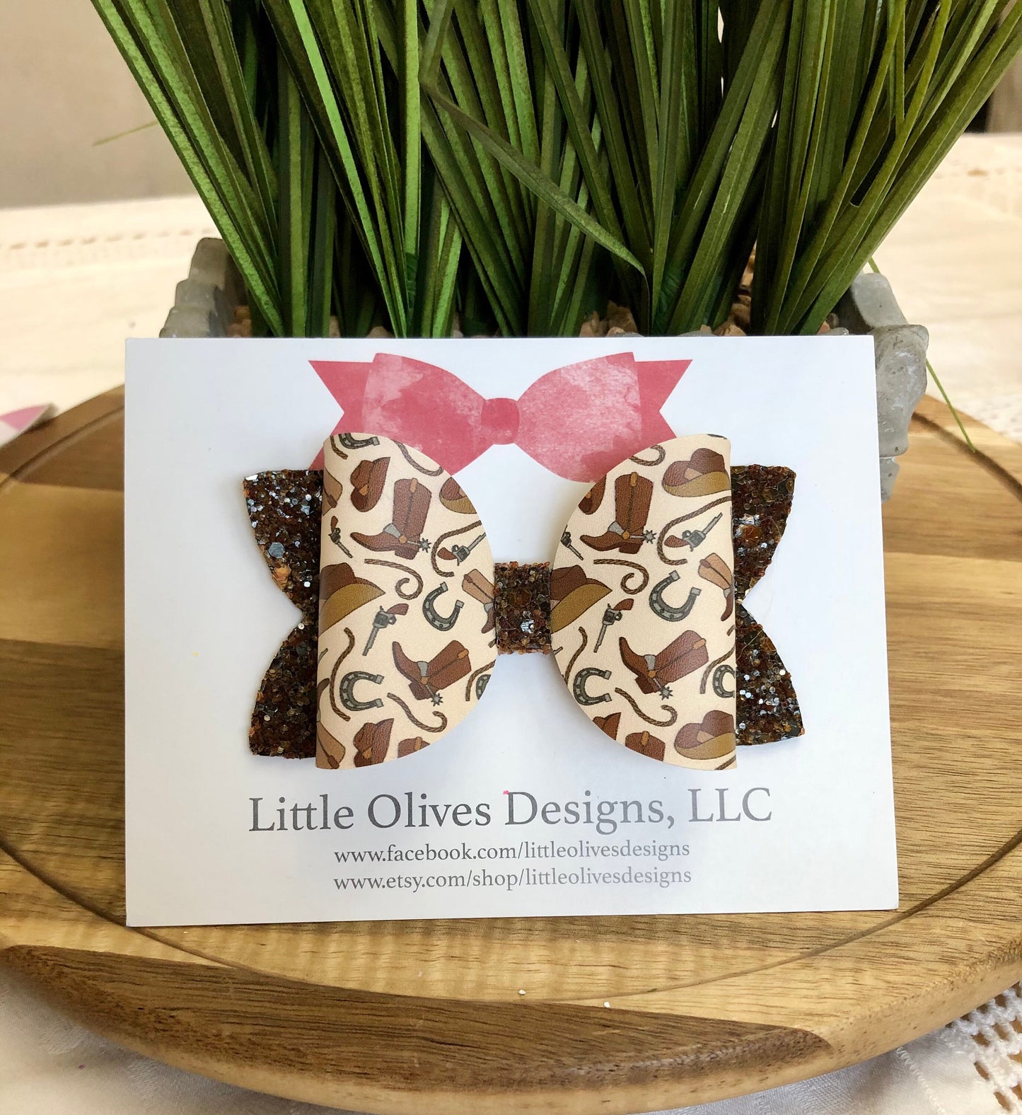 Cowboy themed hairbow