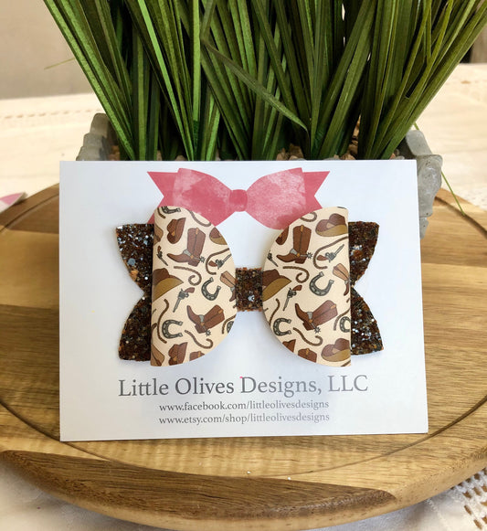 Cowboy themed hairbow