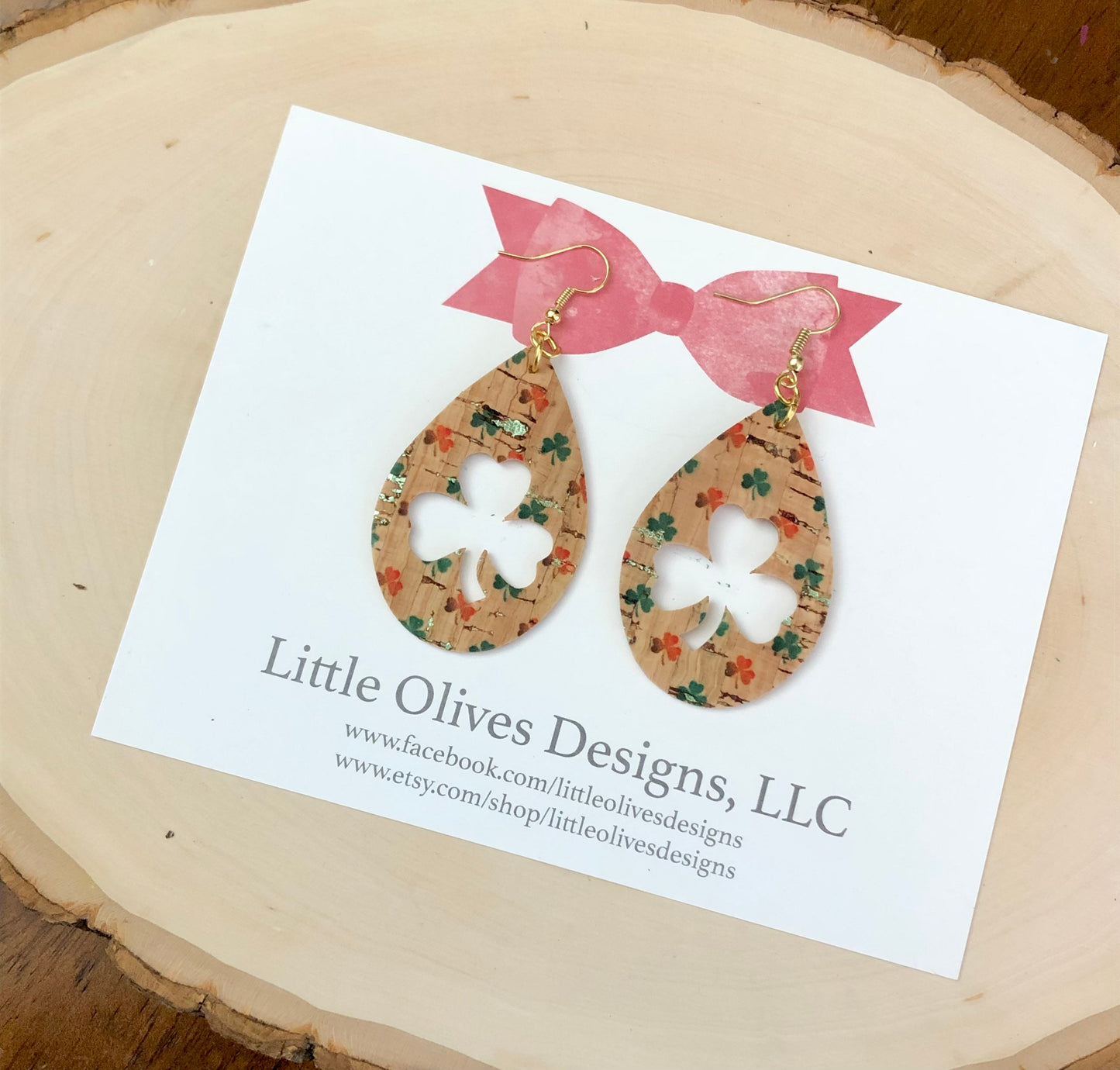 Shamrock cutout cork earrings