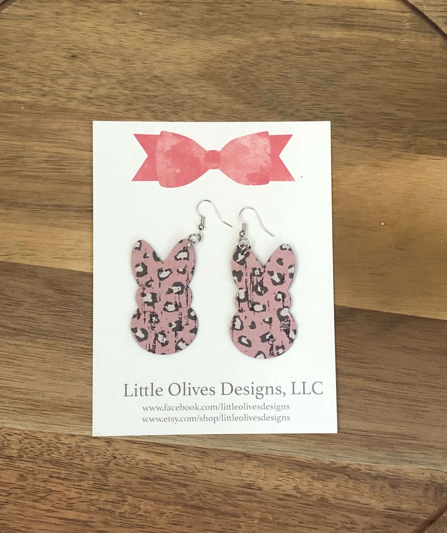 Pink cheetah cork earrings