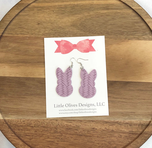 Bunny genuine braided leather earrings