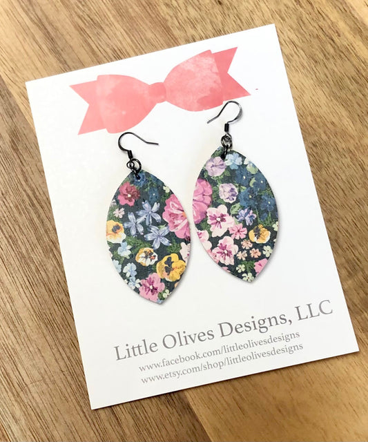 Field of flowers cork earrings