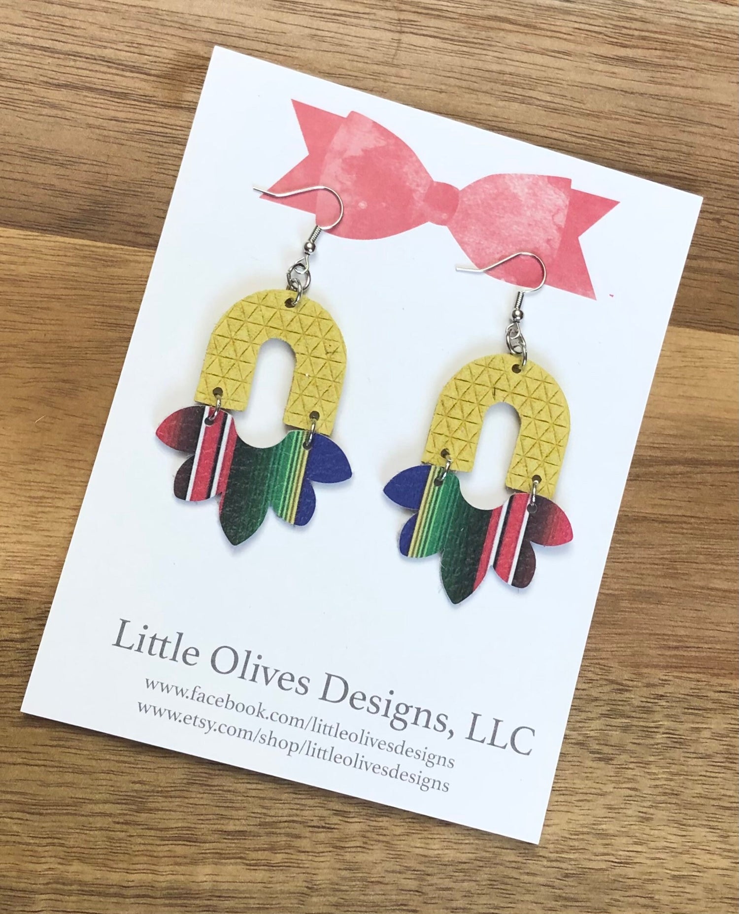Serape leather earrings