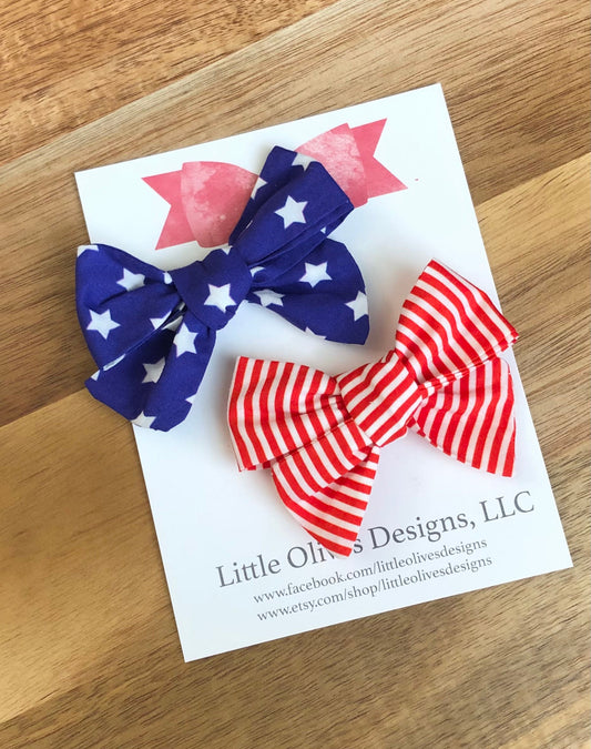Stars and Stripes cotton piggy bow set