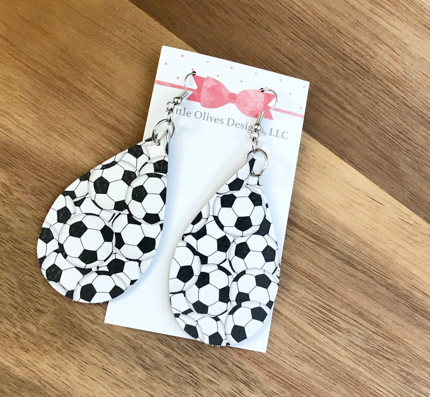 Soccer themed genuine leather earrings