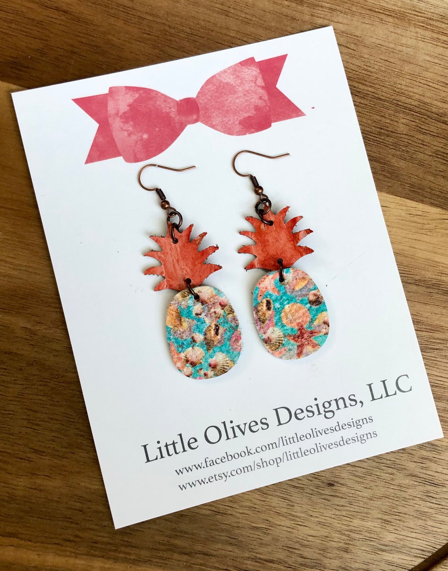 Beach themed pineapple earrings - seashell pineapple earrings