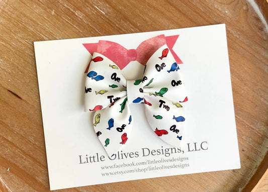 counting fish themed hair bow - counting fish headband