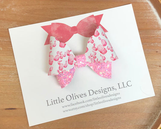 cactus hairbow - pink cactus hairbow
