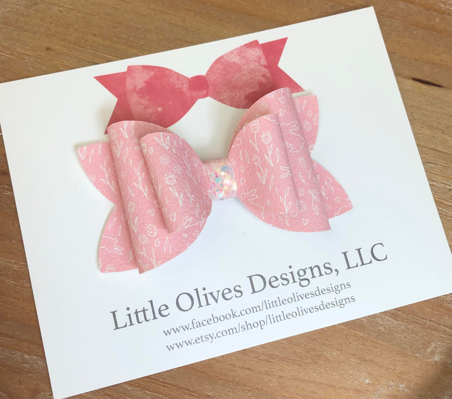 Easter hairbow - pink and white bunny hairbow