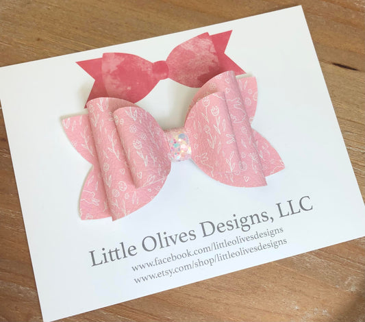 Easter hairbow - pink and white bunny hairbow