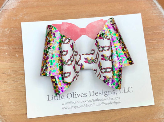 Mardi Gras themed hairbow