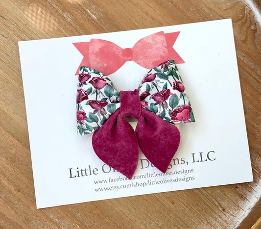 Rose and velvet hairbow