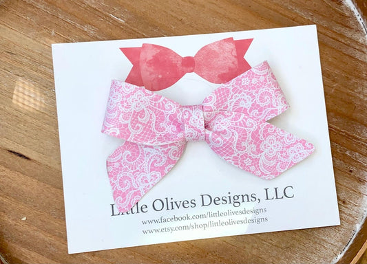 pink lace hairbow
