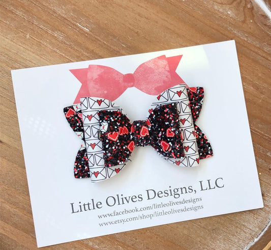 love letters themed hairbow - Valentines Day hairbow