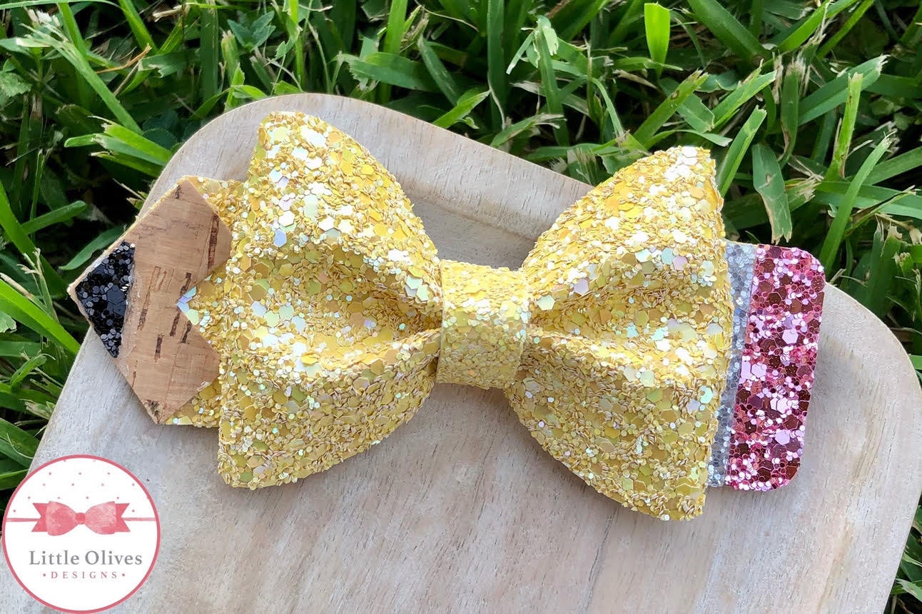 pencil bow - yellow - large