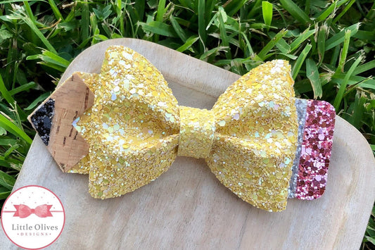 pencil bow - yellow - large