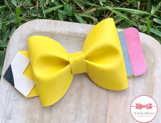 pencil bow - yellow - solid - large