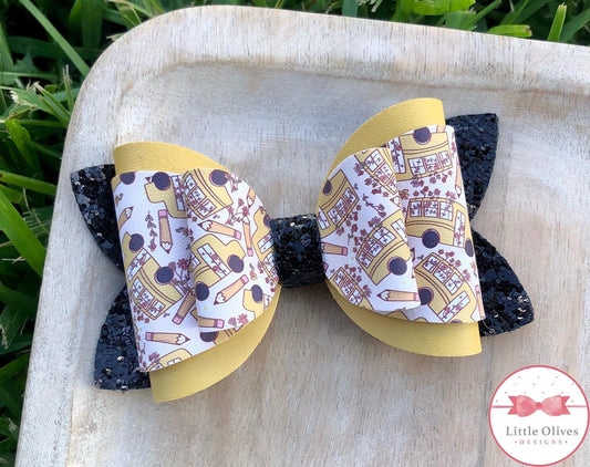 yellow school bus bow