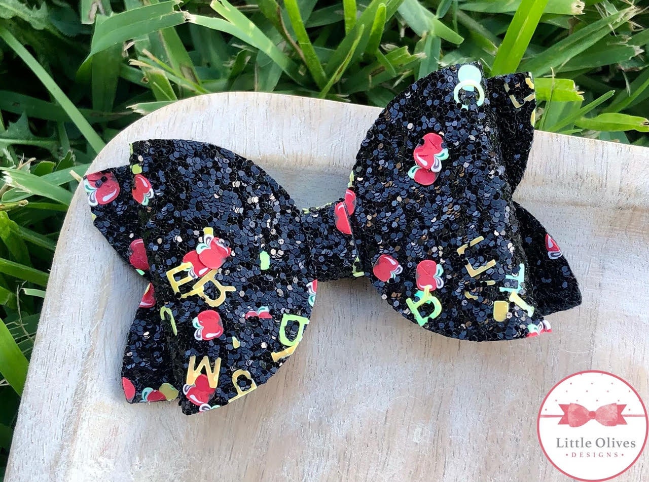 back to school glitter bow