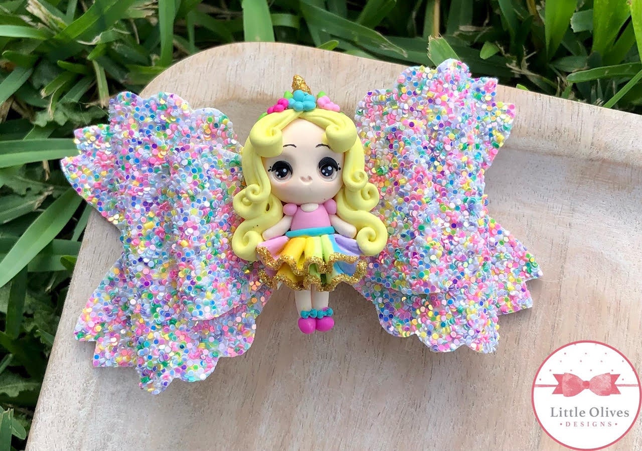 Unicorn girl clay bow