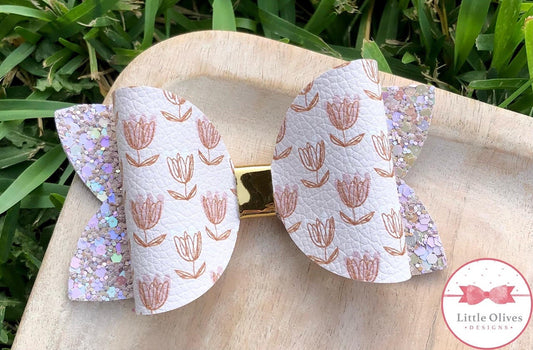 Tulip bow - neutral tulip flower bow