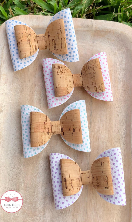 Dots & cork mini bow