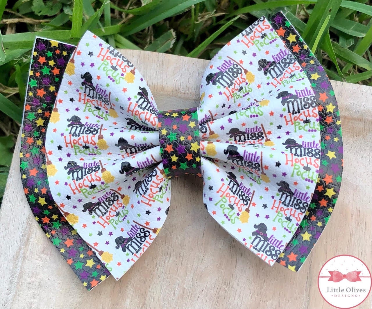 Lil Miss Hocus Pocus themed pinch bow