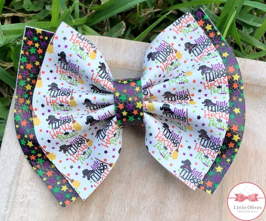 Lil Miss Hocus Pocus themed pinch bow