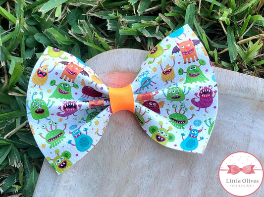 Halloween monsters pinch bow