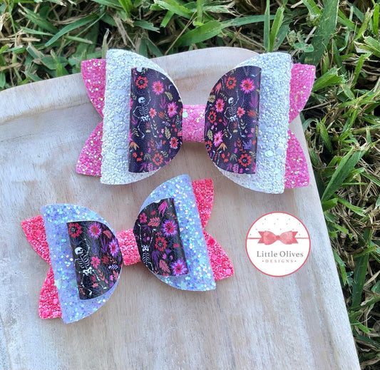 Dancing skeleton Halloween bow