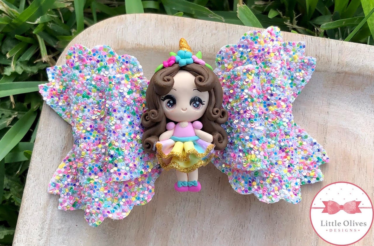 Unicorn girl clay bow
