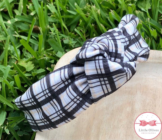 Plaid knotted headband