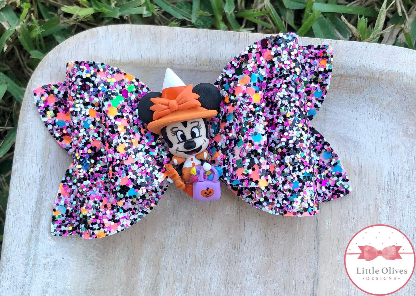 Candy mouse witch clay bow - Halloween hairbow