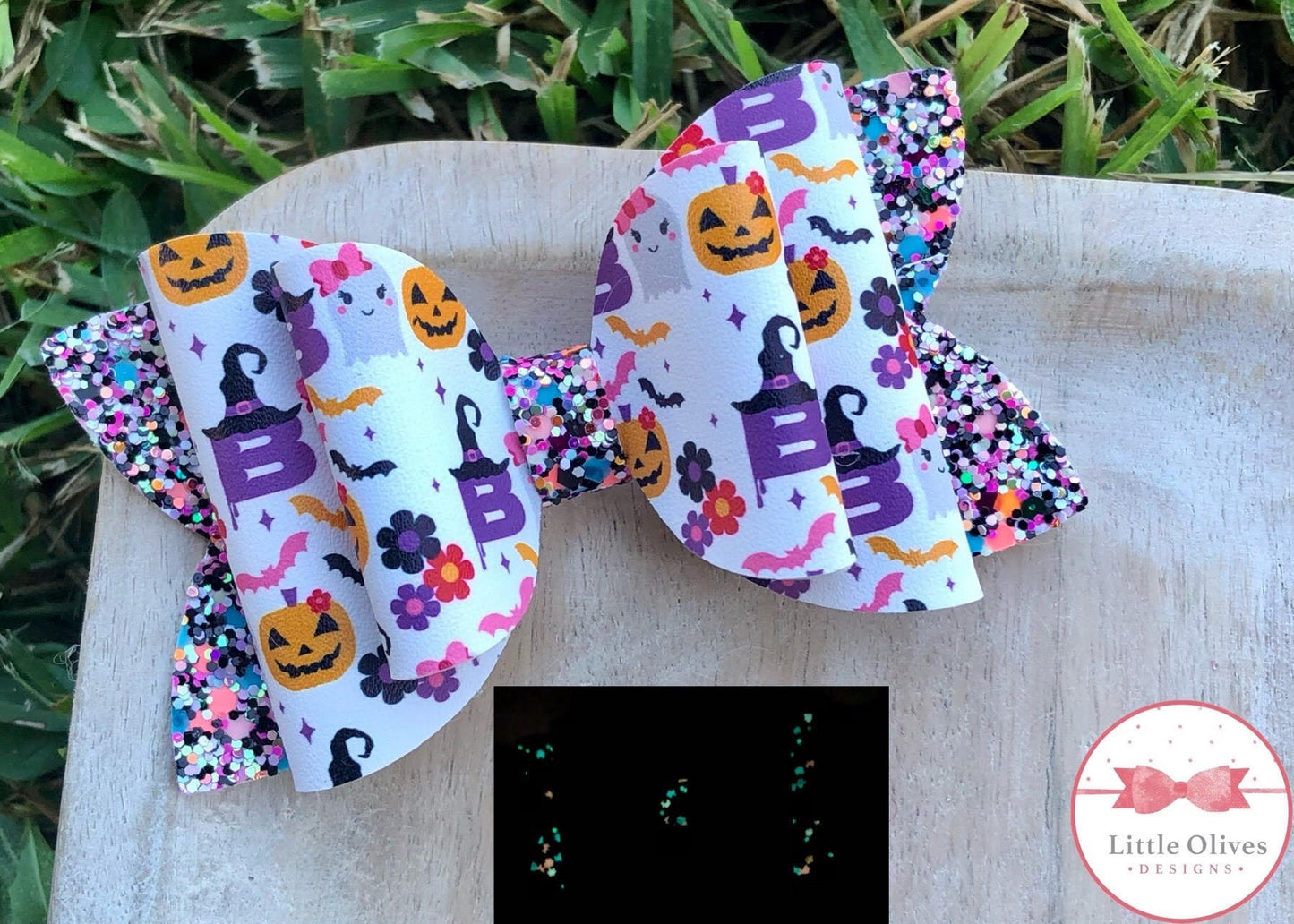 Purple boo ghost Halloween bow